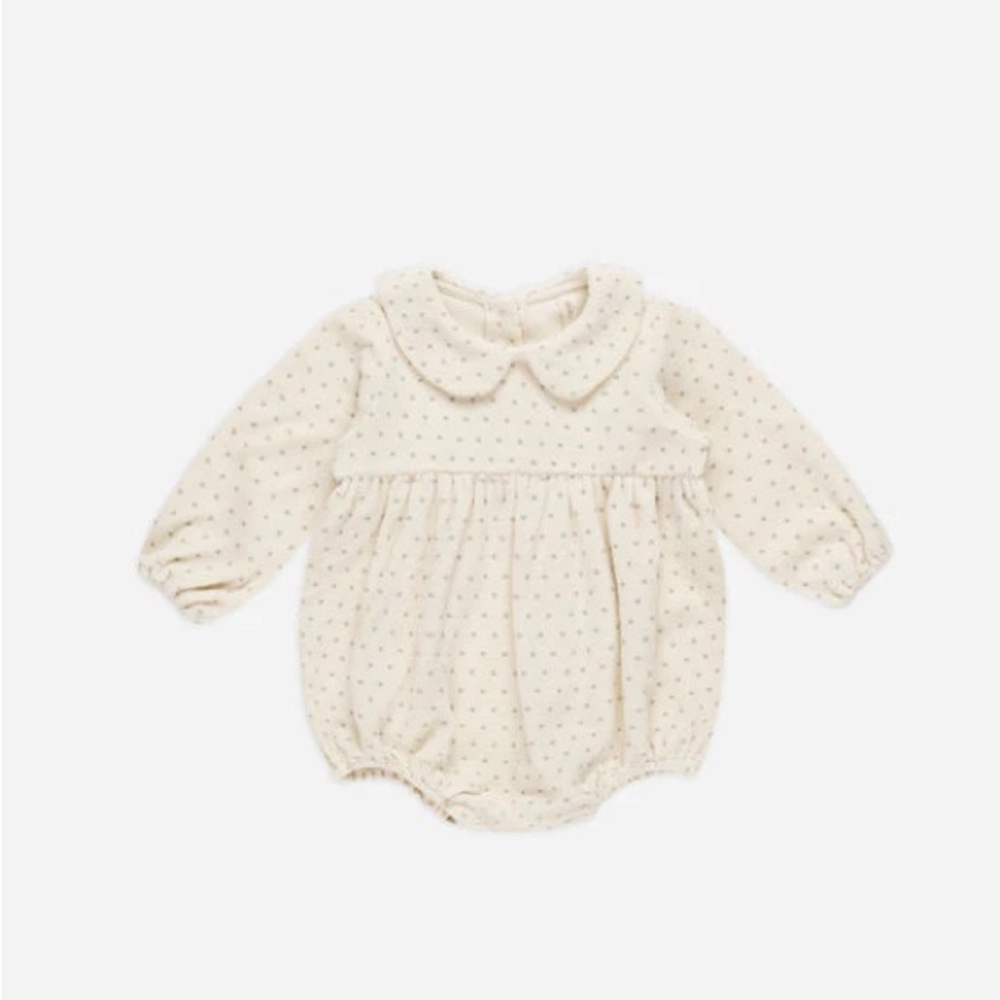 NWT Quincy Mae Cream Polka Dot Peter Pan Collar Bubble Romper